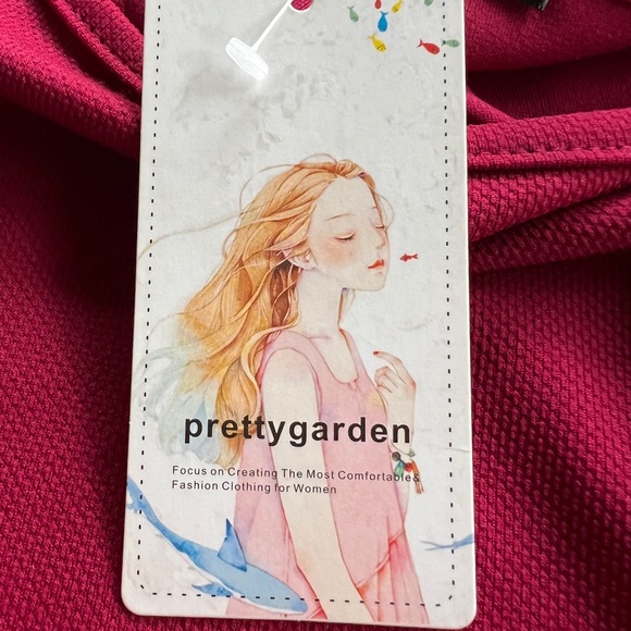 PRETTYGARDEN Women's Large 12-14 Long Sleeve Short Dress Crewneck Tie Waist NWT - Picture 12 of 13